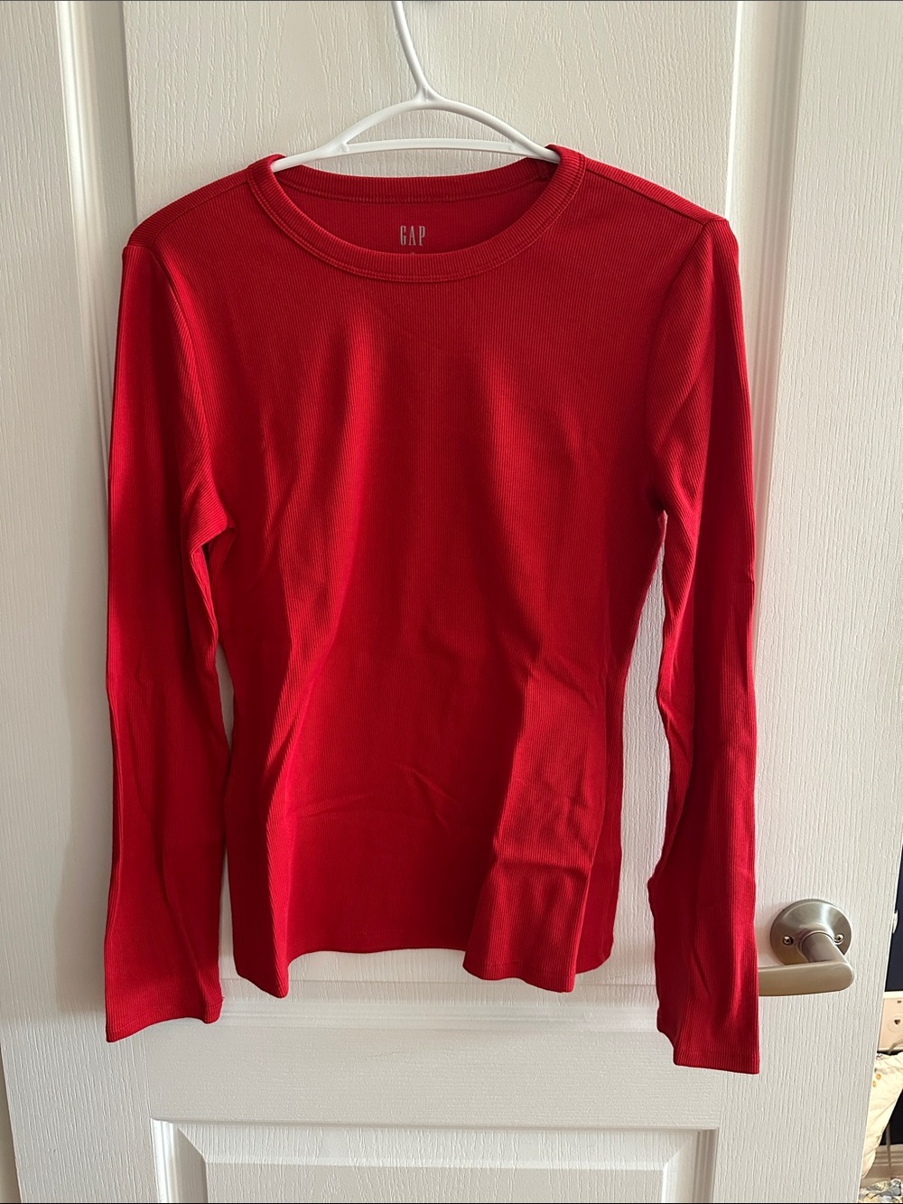 Gap red ribbed long sleeve top